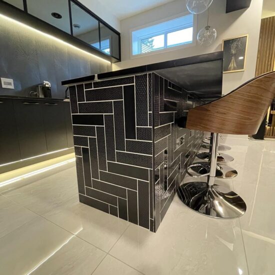 black patterned tile